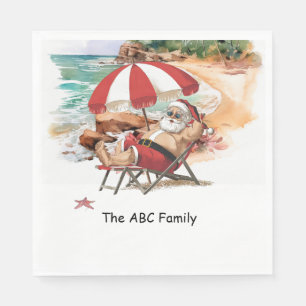 Serviette En Papier Noël SANTA CLAUS en juillet à la plage