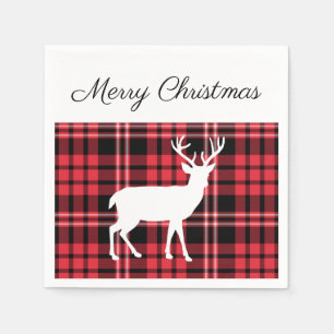 Serviette En Papier Noël Scottish Red Tartan Plaid Motif Stade