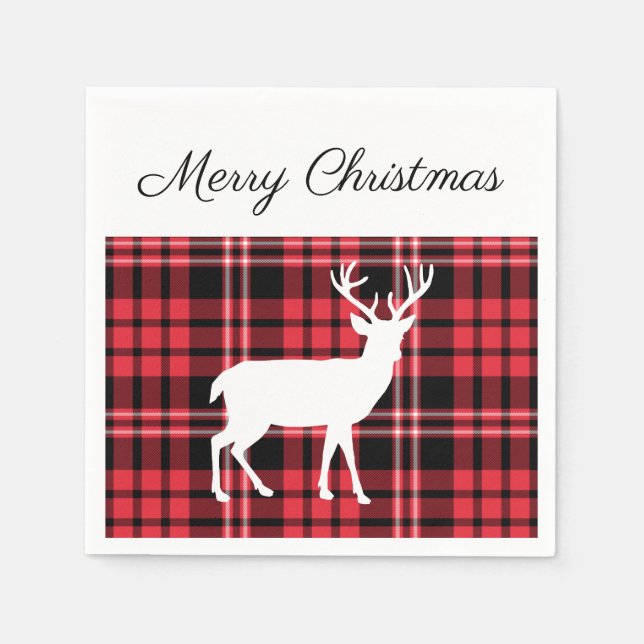 Serviette En Papier Noël Scottish Red Tartan Plaid Motif Stade (Devant)
