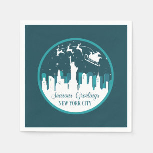 SERVIETTE EN PAPIER NOËL SNOWGLOBE NEW YORK CITY SKYLINE PAPIER