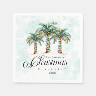 Serviette En Papier Noël sur la plage aux palmiers tropicaux