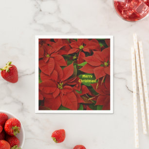 Serviette En Papier Noël traditionnel Peint Rouge Poinsettia