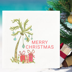 Serviette En Papier Noël tropical avec palmier présente le littoral