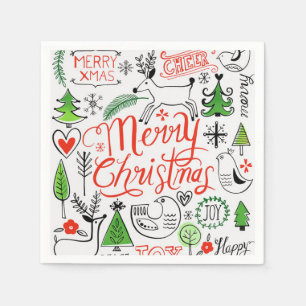 Serviette En Papier Noël typographique