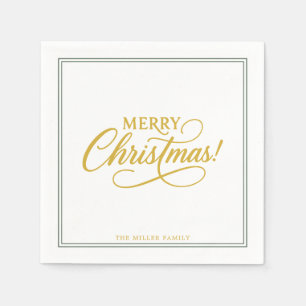 Serviette En Papier Noël Vert et or, élégant