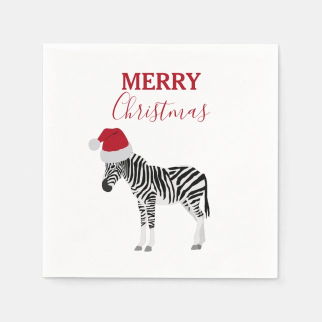 Serviette En Papier Noël Zebra Funny Animal avec Santa Hat (Devant)