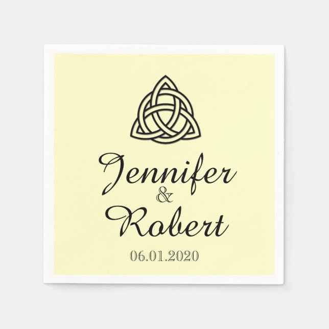 Serviette En Papier Noeud celtique en noir et ivoire Mariage Napkin (Devant)