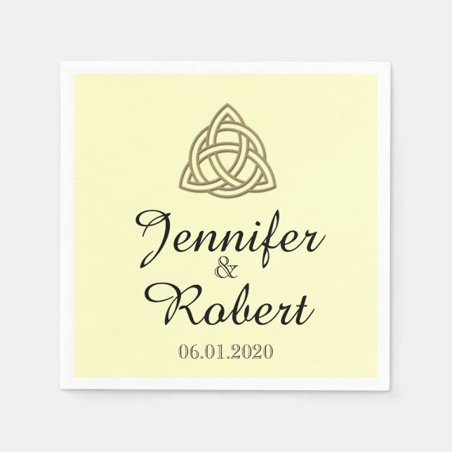 Serviette En Papier Noeud celtique en or et Mariage ivoire Napkin (Devant)