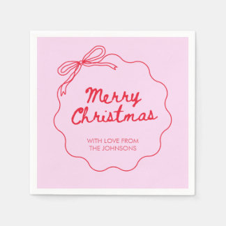 Serviette En Papier Nœud coquet rose rouge Noël moderne mignon