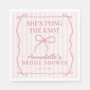 Serviette En Papier Nœud Coquette Rose Pâle Dessert de Baby Shower Mar