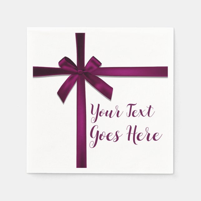 Serviette En Papier Nœud de ruban de satin de vin pour la fête de Noël (Devant)