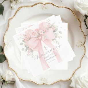 Serviette En Papier Nœud floral Première Sainte Communion Élégant