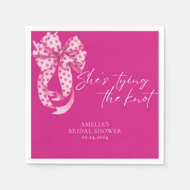 Serviette En Papier Nœud papillon rose chaud Elle se marie Enterrement (Devant)