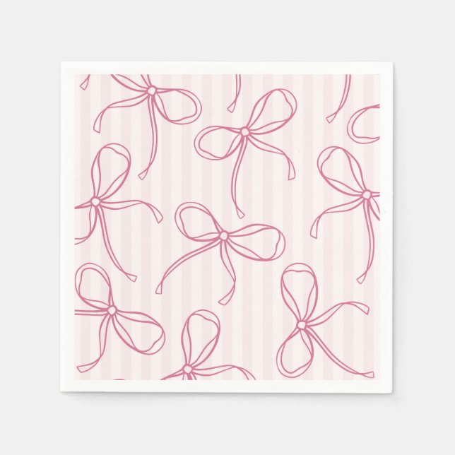 Serviette En Papier Nœud Papillon Rose Coquette Décoration de Table Ra (Devant)