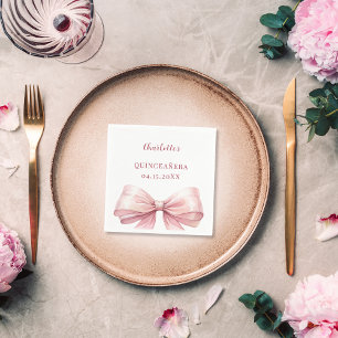 Serviette En Papier Nœud rose élégant pour Quinceanera