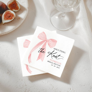 Serviette En Papier Nœud Rose Pâle Elle Se Marie Enterrement de Vie de
