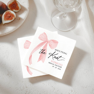 Serviette En Papier Nœud Rose Pâle Elle Se Marie Enterrement de Vie de