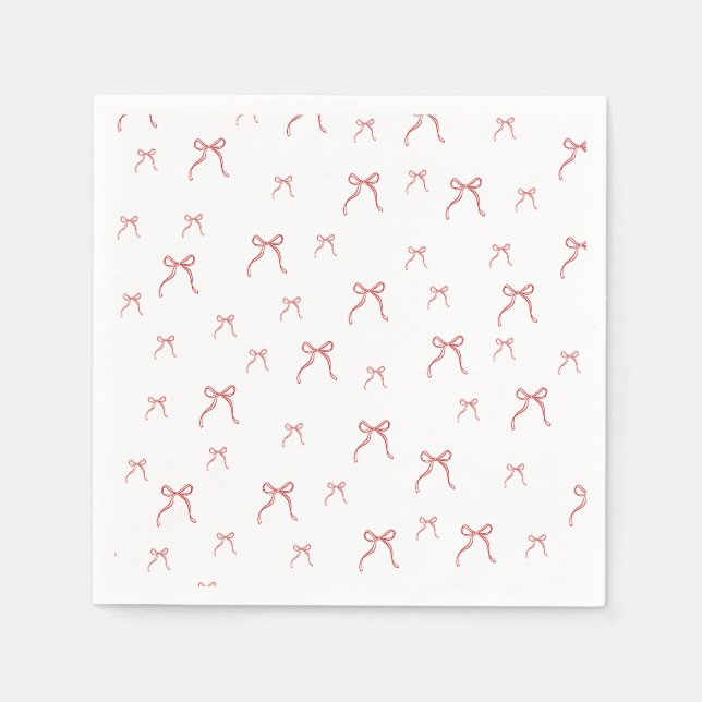 Serviette En Papier Noeud rouge Noël moderne (Devant)