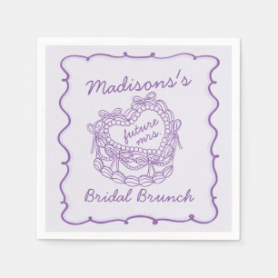 Serviette En Papier Nœud Violet Rétro Cœur Coquette Gâteau Déjeuner de