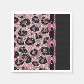 Serviette En Papier Nœuds en ruban imprimé léopard rose rockabilly RAB