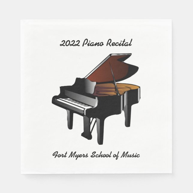 Serviette En Papier Noir Baby Grand Piano Considérant (Devant)