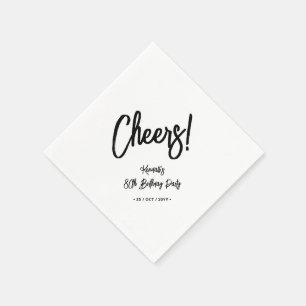 Serviette En Papier Noir & Blanc   Chic Quatre-Vingt-Dix Fête D'Annive