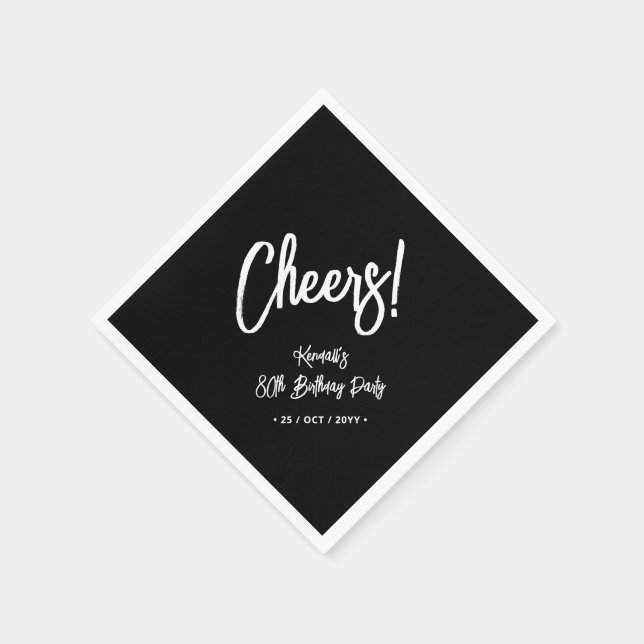 Serviette En Papier Noir & Blanc | Chic Quatre-Vingt-Dix Fête D'Annive (Coin)