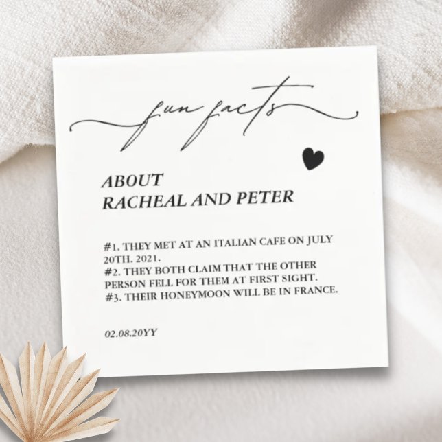 Serviette En Papier Noir Blanc moderne Fun Fun Faits Calligraphie Mari (Créateur téléchargé)