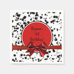 Serviette En Papier Noir Blanc Rouge Bow Dalmatie Spots Anniversaire