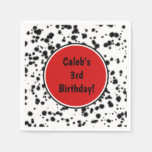 Serviette En Papier Noir Blanc Rouge Dalmatien Spots Anniversaire