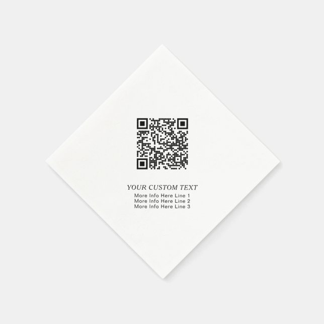 Serviette En Papier Noir & Blanc Simple Entreprise QR Code Promotionne (Coin)