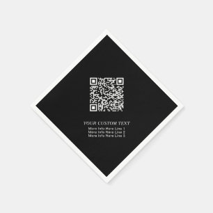 Serviette En Papier Noir & Blanc Simple Entreprise QR Code Promotionne