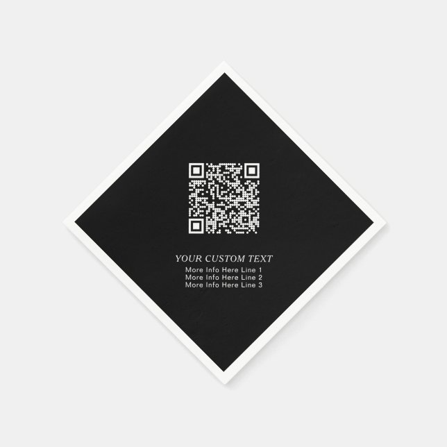 Serviette En Papier Noir & Blanc Simple Entreprise QR Code Promotionne (Coin)
