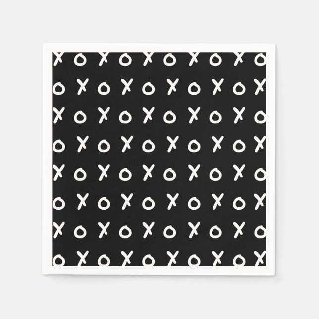 Serviette En Papier Noir & Blanc X O XO XO Mignonne tendance (Devant)