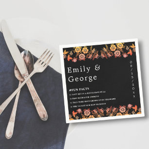 Serviette En Papier Noir Boho Neon Rose Romantique Floral Mariage