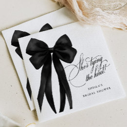 Serviette En Papier Noir Bow Elle Noue Le Nœud Lancement De Mariage