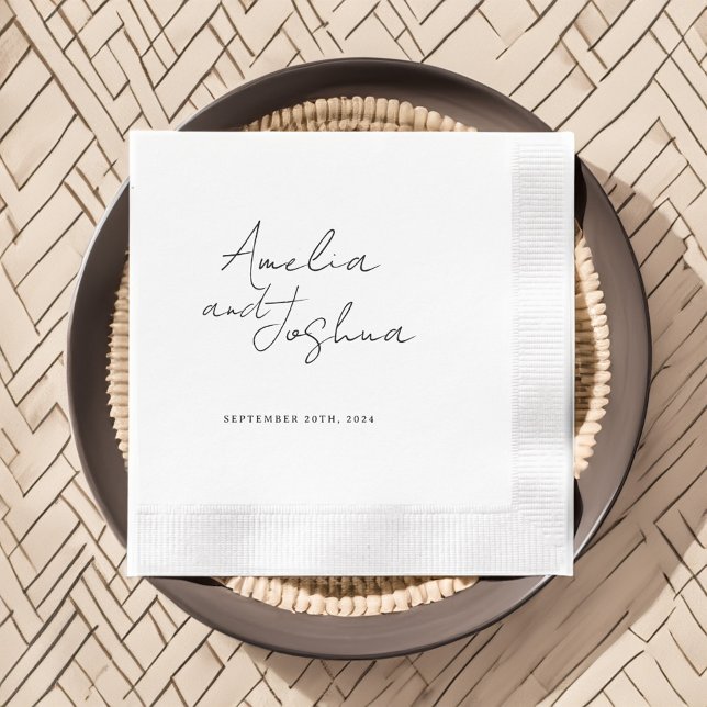 Serviette En Papier Noir Contemporain Faveurs Mariage (Créateur téléchargé)