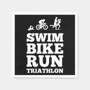 Serviette En Papier Noir ・ Course à vélo de natation Triathlon Motivat