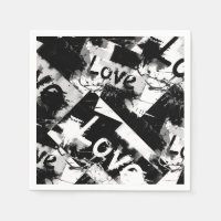 Noir et blanc avec des taches motif d'amour