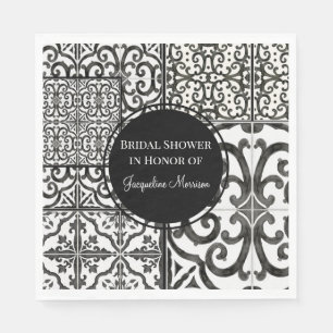 Serviette En Papier Noir et blanc Carrelage Motif Farmhouse moderne Br