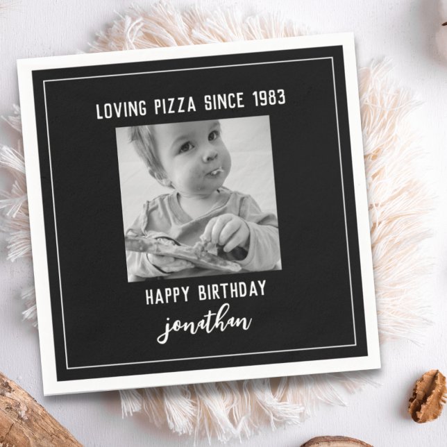 Serviette En Papier Noir et blanc Funny Anniversaire Photo Napkins (Créateur téléchargé)