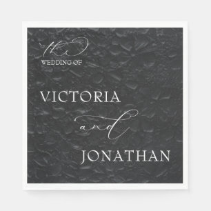 Serviette En Papier Noir Et Blanc Moderne Mariage Élégant