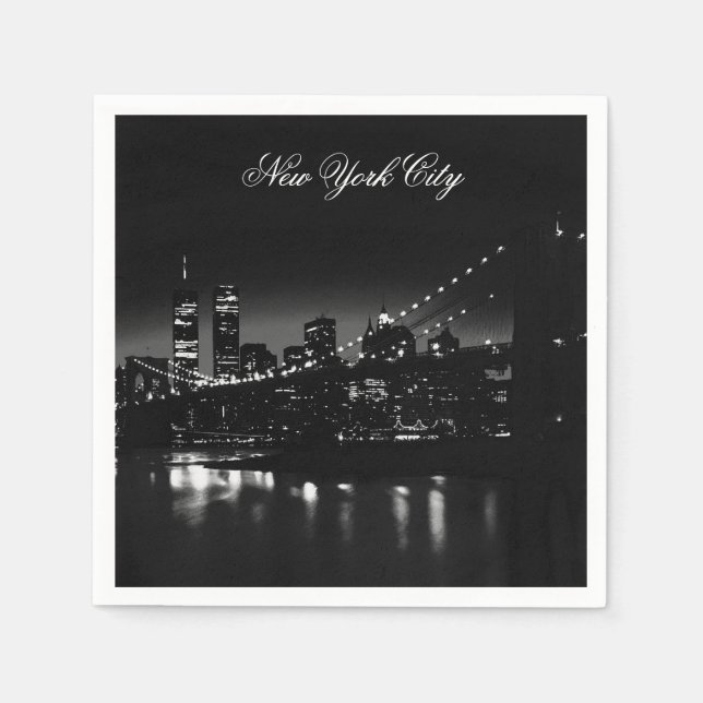 Serviette En Papier Noir et blanc New York City (Devant)