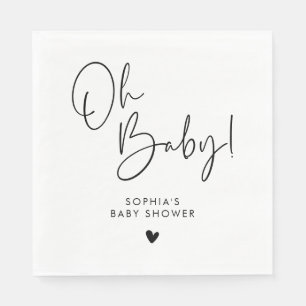 Serviette En Papier Noir et blanc Oh Baby Baby shower moderne Boho