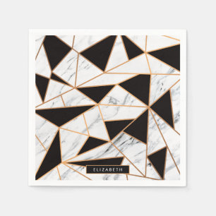 Serviette En Papier Noir et Marbre blanc