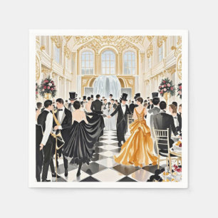 Serviette En Papier Noir et or, Luxe riche, style Moulin rouge