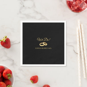 Serviette En Papier Noir et Or-Nous Do-Mariage-Anneaux-