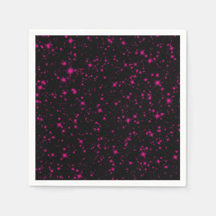 Serviette En Papier Noir et rose vif pailleté paillettes étoiles scint