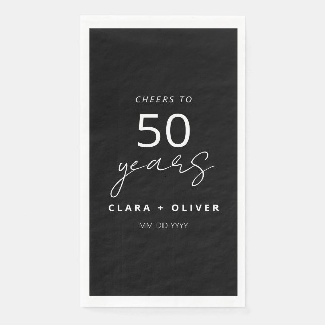 Serviette En Papier Noir minimum 50 ans mariage anniversaire (Devant)