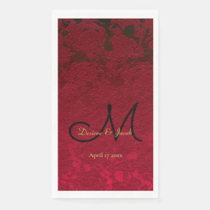 Serviette En Papier Noir rouge Noir Noël Mariage d'hiver Monogramme